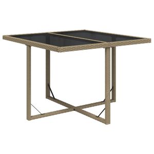 vidaXL Tuintafel 109x107x74 cm poly rattan en glas beige