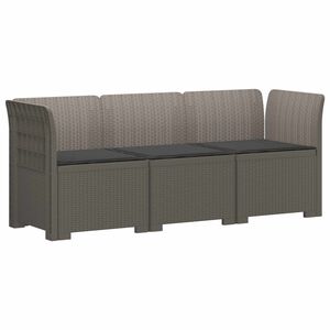 vidaXL 3-zits tuinbank met kussens in rattanlook PP Lichtgrijs