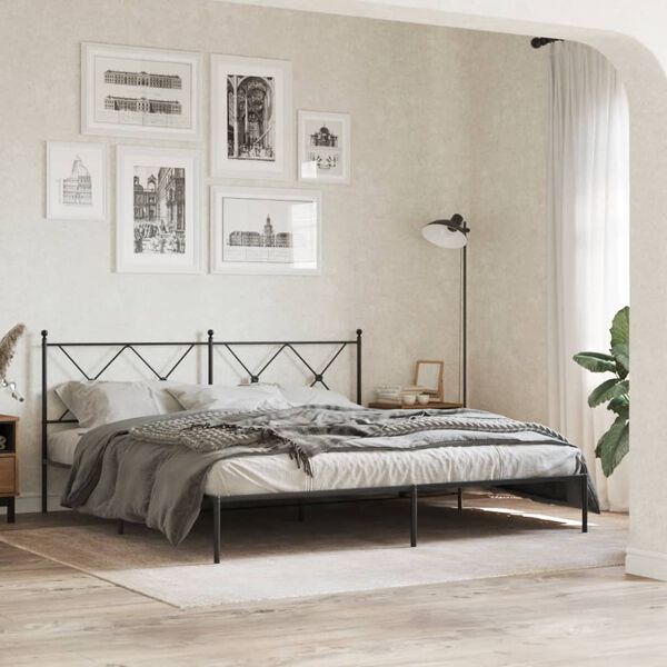 vidaXL Bedframe met hoofdbord metaal zwart 180x200 cm