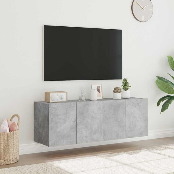 vidaXL Tv-wandmeubels met LED-verlichting 2 st 60x35x41 cm betongrijs