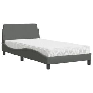 vidaXL Bed met matras "Dover" stof donkergrijs 100x200 cm