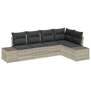 vidaXL Tuin Sofa Set 5 pcs Lichtgrijs poly rattan