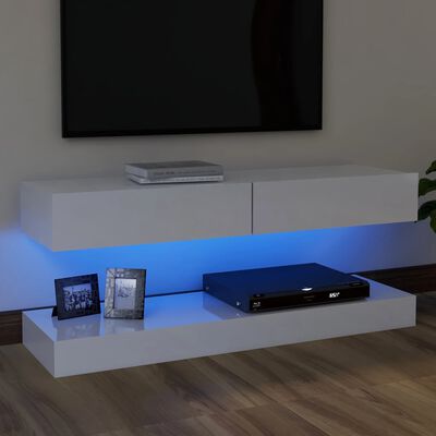 vidaXL Tv-meubel met LED-verlichting 120x35 cm hoogglans wit