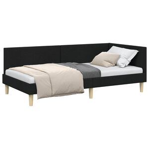 vidaXL Hoekbedframe Zwart 90 cm x 190 cm Stof en multiplex