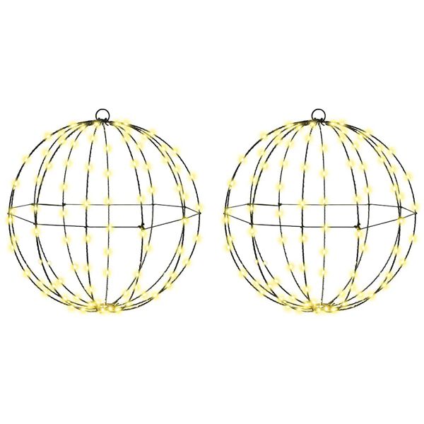 vidaXL Bal met 192 LED 2 pcs Warmwit 40 x 40 x 43,5 cm Metaal