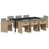 vidaXL Tuin eettafelset 9 pcs Beige poly rattan