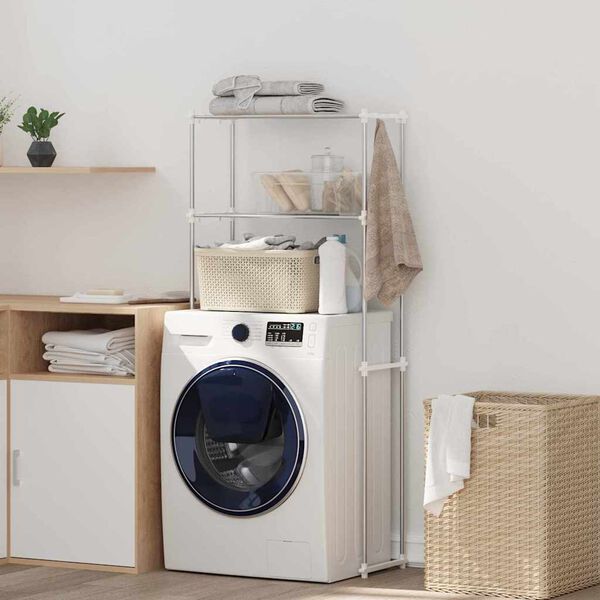 vidaXL Wasmachineplank met opslag Wit 70 x 27 x 136 cm Aluminium
