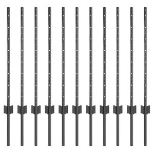 vidaXL Afrasteringspaal 11 pcs Grijs 80 cm Staal