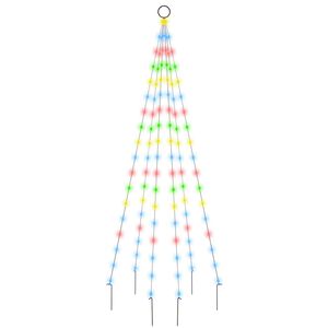 vidaXL Vlaggenmast kerstboom 108 LED's meerkleurig 180 cm