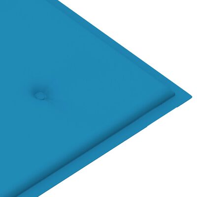 vidaXL Tuinbank met blauw kussen 120 cm massief teakhout