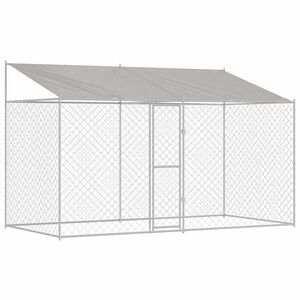 vidaXL Hondenkooi met Dak zilver 400 x 200 x 256 cm Staal en PE