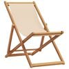vidaXL Opklapbare stoel, beige, massief eucalyptushout en stof.