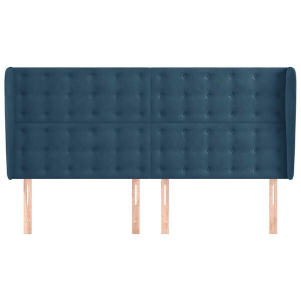 vidaXL Hoofdbord met randen 183x23x118/128 cm fluweel donkerblauw