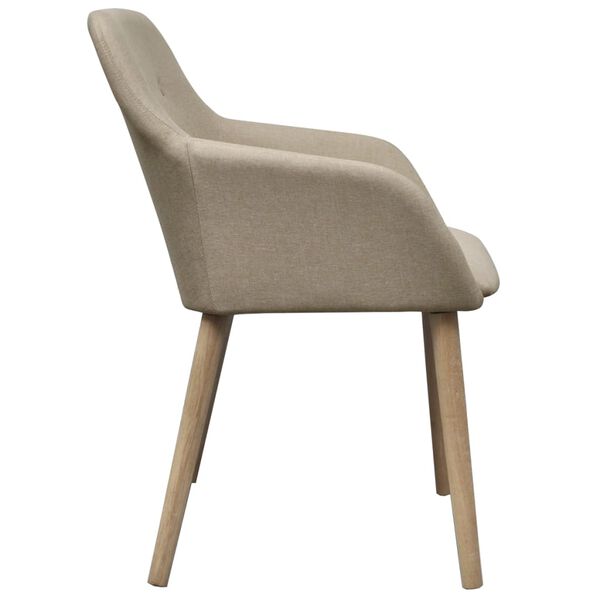 vidaXL Eetkamerstoelen 2 st stof en massief eikenhout beige