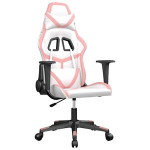 vidaXL Massage gamestoel kunstleer wit en roze