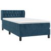 vidaXL Boxspring met matras fluweel donkerblauw 90x200 cm