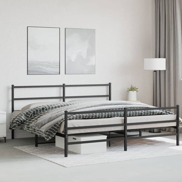 vidaXL Bedframe met hoofd- en voeteneinde&nbsp;metaal zwart 180x200 cm