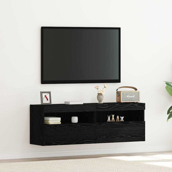 vidaXL TV Wandkast Zwart eiken 60 x 30 x 40 cm Bewerkt hout