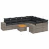 vidaXL 10-delige Loungeset met kussens poly rattan grijs