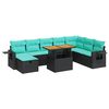 vidaXL 9-delige Loungeset met kussens poly rattan acacia zwart