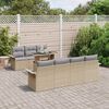 vidaXL Tuin Sofa Set met kussen met opslag 8 pcs Beige Poly riet