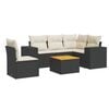vidaXL 6-delige Loungeset met kussens poly rattan zwart