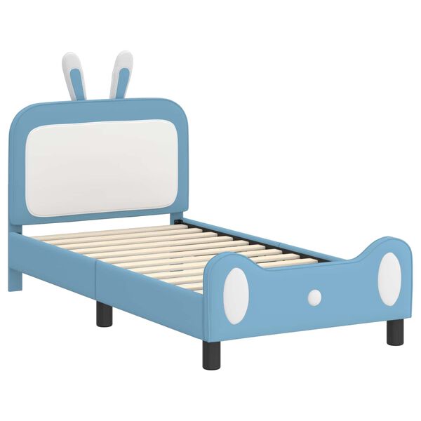 vidaXL Bedframe voor kinderen met hoofdbord Blauw 80 x 160 cm PU
