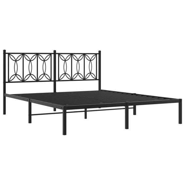 vidaXL Bedframe met hoofdbord metaal zwart 150x200 cm