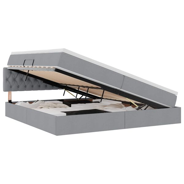 vidaXL Opbergbed met LED met matras Lichtgrijs 200 x 200 cm Stof