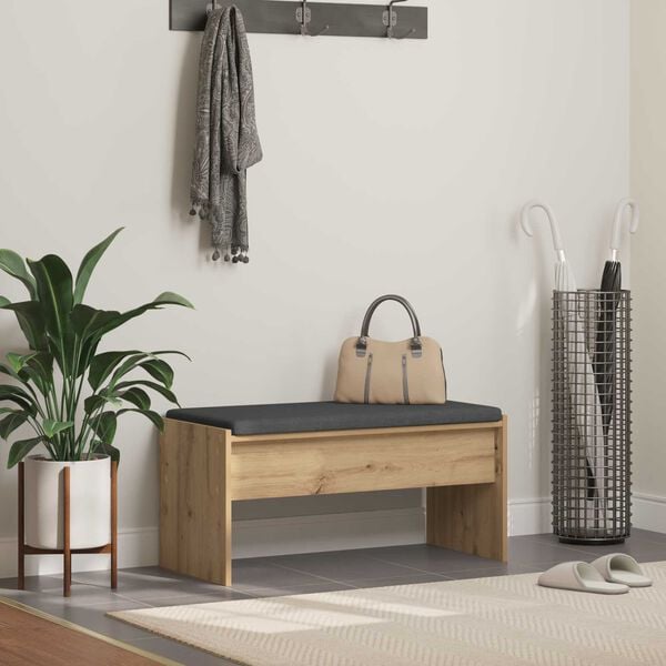 vidaXL Halbank met kussen Artisan Eiken 83 x 38 x 40 cm