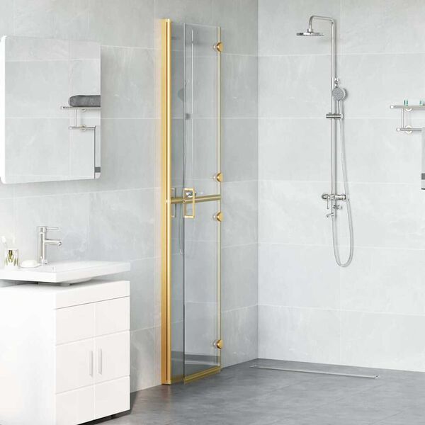 vidaXL Inloop douche wand Goud en transparant 100 x 190 cm Gehard glas