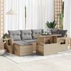 vidaXL 7-delige Loungeset met kussens poly rattan beige