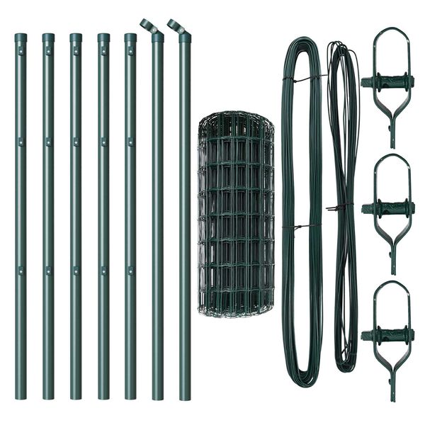 vidaXL Hecke met palen Groen 0.8 x 10 m Staal