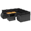 vidaXL 9-delige Loungeset met kussens poly rattan zwart