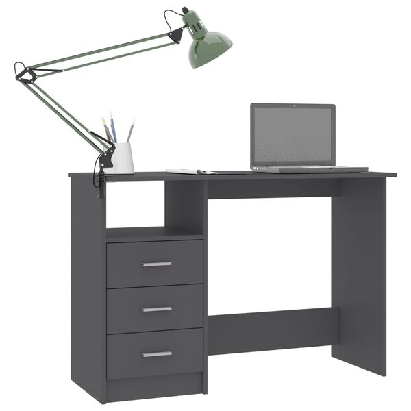 vidaXL Bureau met lades 110x50x76 cm spaanplaat grijs
