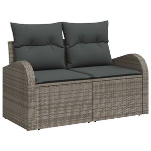 vidaXL Tuinbank met kussen Grijs 124 x 62 x 69cm poly rattan