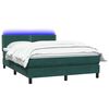 vidaXL Boxspring met matras en LED fluweel donkergroen 160x210 cm