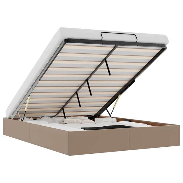 vidaXL Bedframe zonder matras 140x200 cm kunstleer cappuccinokleurig