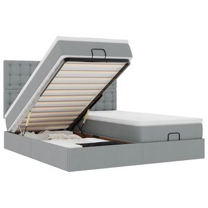 vidaXL Ottoman bed met matrassen en LED's 180x200cm stof lichtgrijs