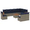 vidaXL 11-delige tuinbankset met kussens, grijs polyrotan
