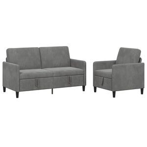 vidaXL Bankenset met opbergruimte 2 st Donkergrijs Polyester