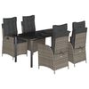 vidaXL 5-delige Tuinset met kussens poly rattan grijs