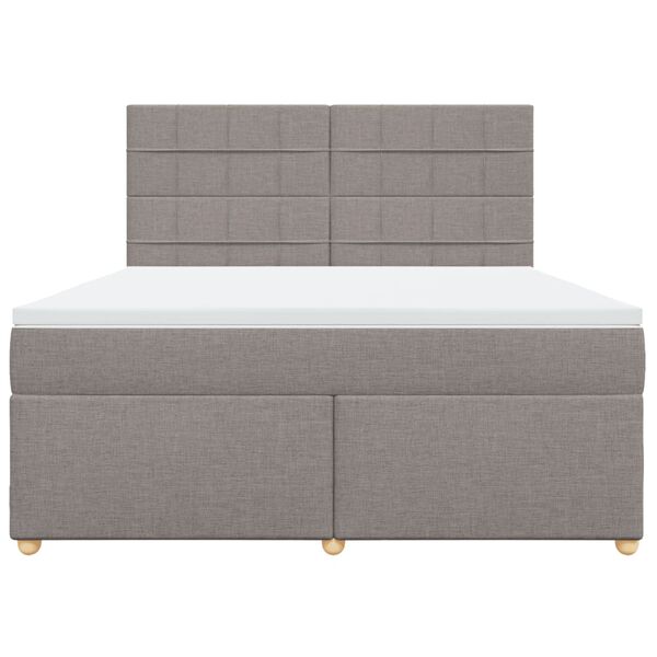 vidaXL Boxspring met matras stof taupe 180x200 cm