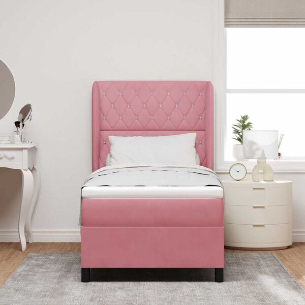 vidaXL Boxspringbed met matras Roze 200 x 100 cm Fluweel