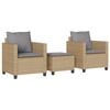 vidaXL 3-delige Bistroset met kussens poly rattan beige