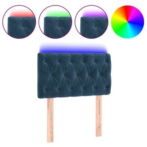 vidaXL Hoofdbord LED 80x7x78/88 cm fluweel donkerblauw