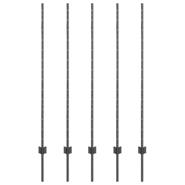 vidaXL Afrasteringspaal 5 pcs Grijs 140 cm Staal