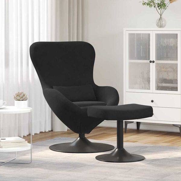vidaXL Egg Chair met Voetsteun Zwart 63 x 73 x 90 cm Fluweel