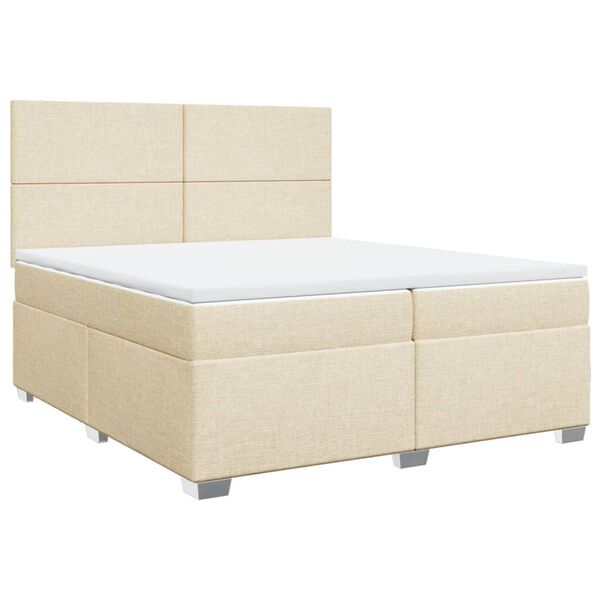vidaXL Boxspring met matras stof cr&egrave;mekleurig 200x200 cm