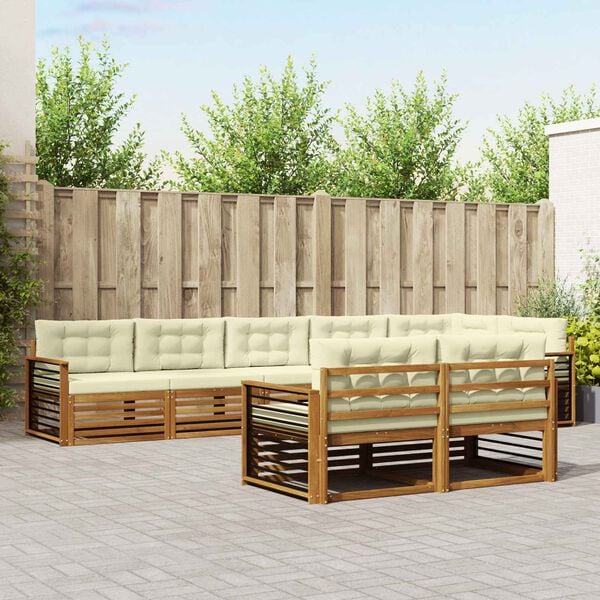 vidaXL Buiten bankenset met kussen 8 pcs Natuurlijk en Cr&egrave;me